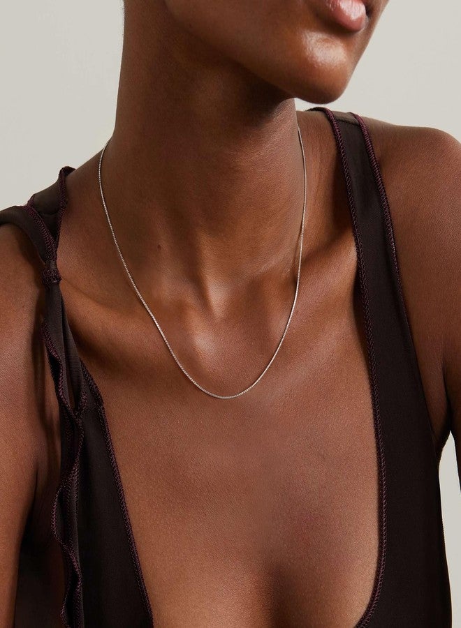 Carffordo 925 Sterling Silver Chain Necklace for Women Box Link Chain Necklace Simple Dainty Choker Necklace Waterproof Link Necklace Trendy Jewelry Gift - Image 3